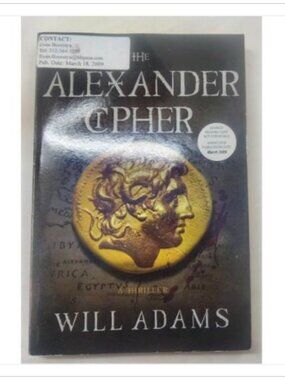 The Alexander Cipher Thriller ARC Advance Copy 2009 PB
